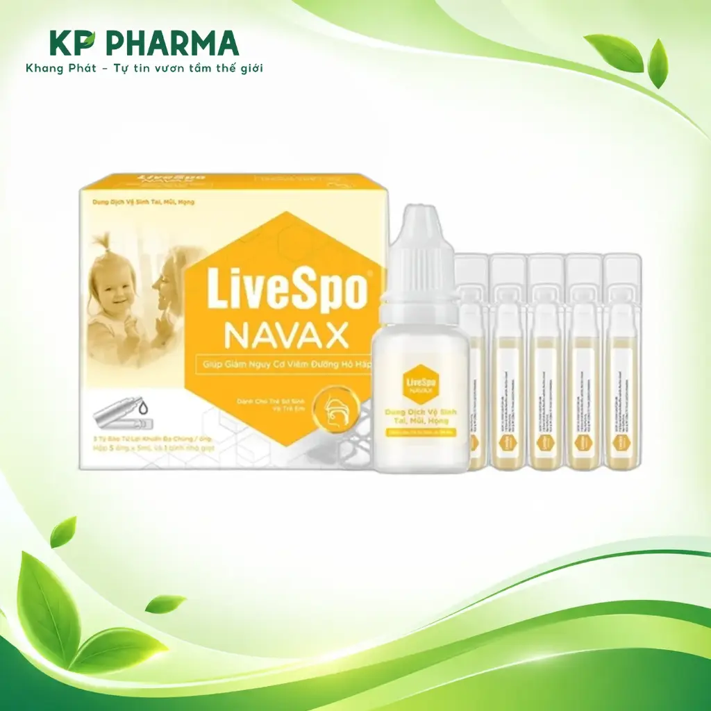 LIVESPO NAVAX TRẺ SƠ SINH VÀ TRẺ EM  (HỘP 5 ỐNG X 5ML VÀ 1 BÌNH NHỎ GIỌT) - GIẢM NGUY CƠ VIÊM ĐƯỜNG HÔ HẤP