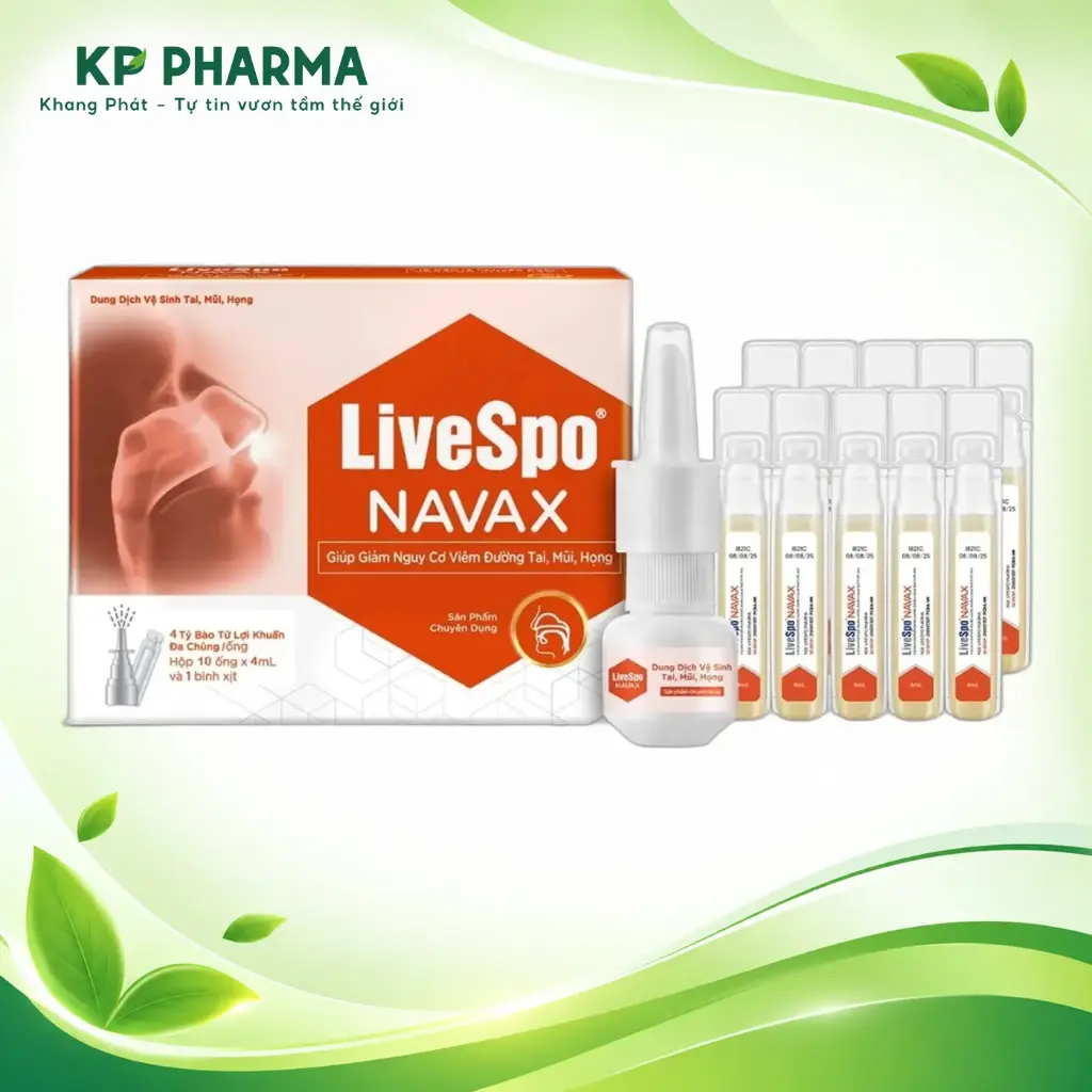 LIVESPO NAVAX CHUYÊN DỤNG  (HỘP 10 ỐNG X 4ML VÀ 1 BÌNH XỊT) - GIẢM NGUY CƠ VIÊM ĐƯỜNG TAI, MŨI, HỌNG