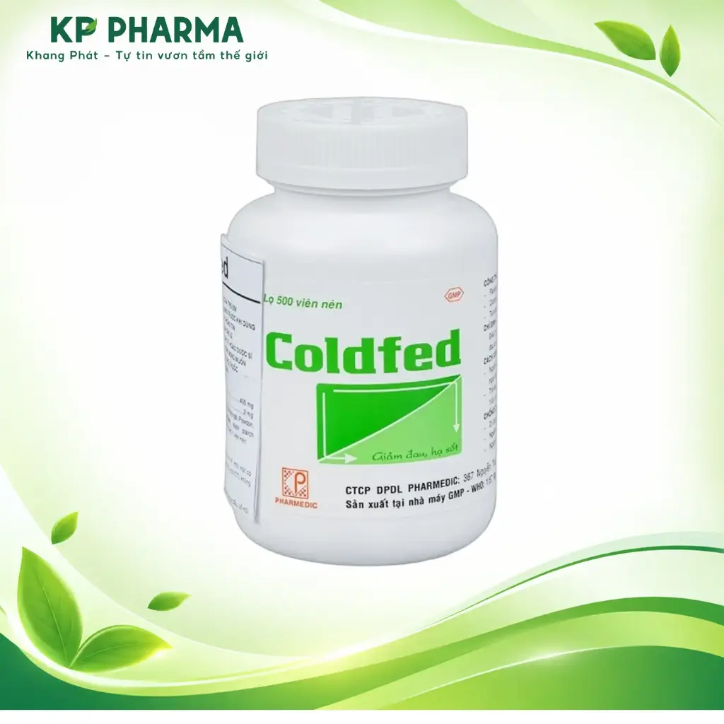 COLDFED- PARACETAMOL 400MG + CLORPHENIRAMIN 2G (LỌ 500 VIÊN) - PHARMEDIC