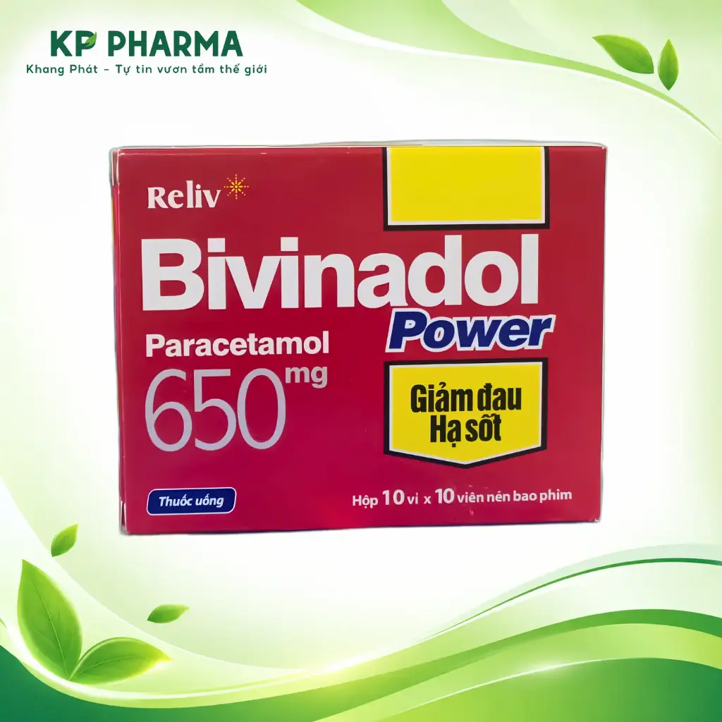 BIVINADOL POWER 650MG - PARACETAMOL 650MG (HỘP 10 VỈ X 10 VIÊN) - RELIV
