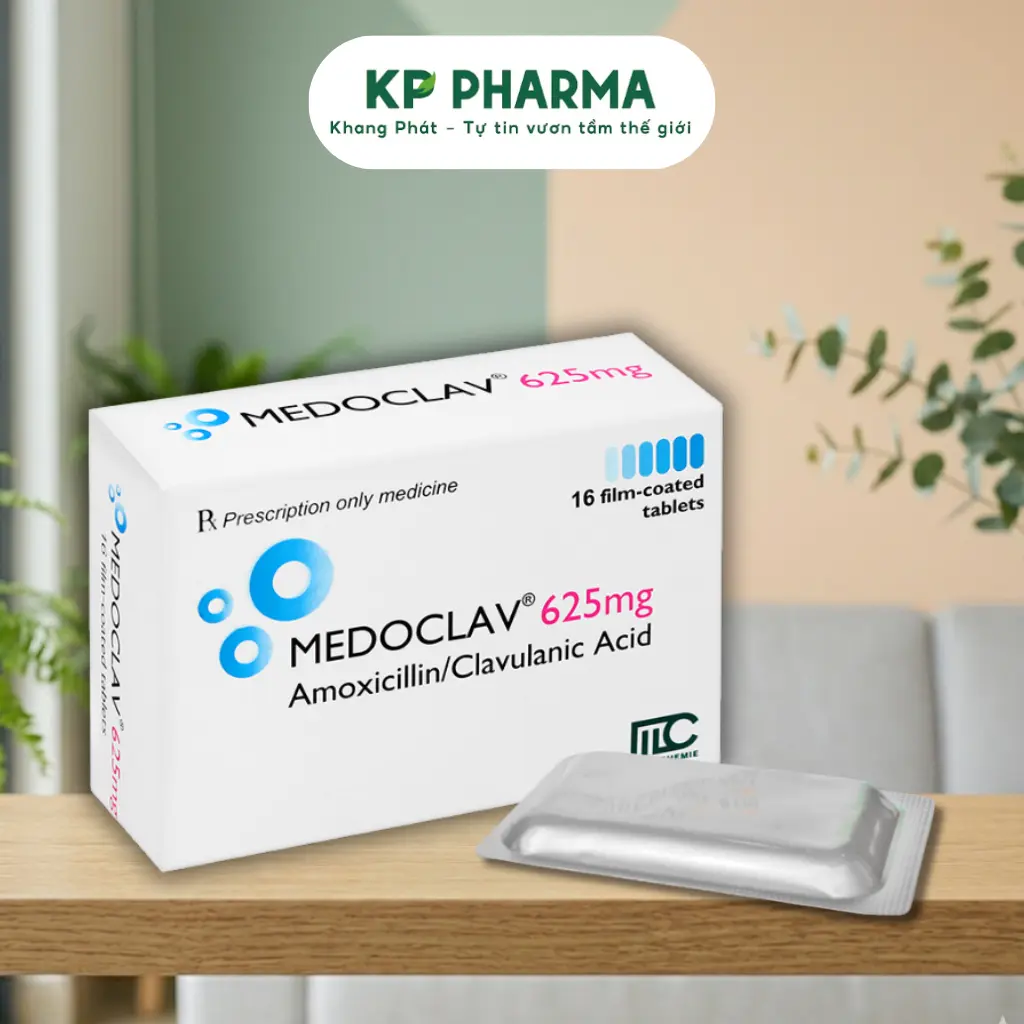 MEDOCLAV 625MG (HỘP 2 VỈ X 8 VIÊN)