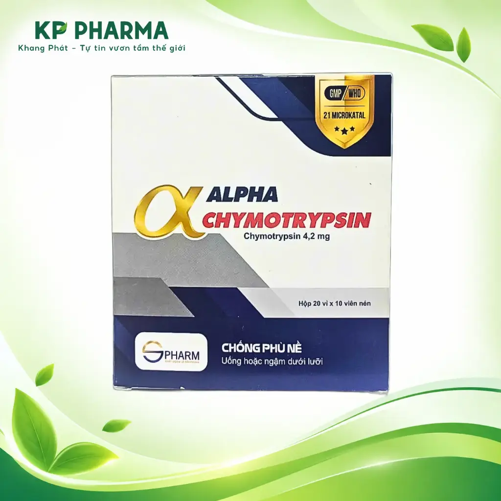 ALPHACHYMOTRYPSIN 4,2MG (HỘP 20 VỈ X 10 VIÊN) - S.PHARM