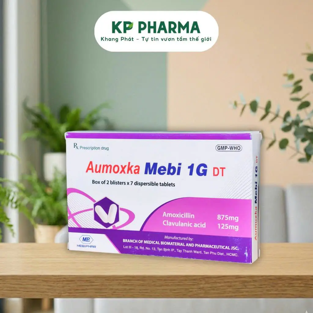 MEBIPHAR - AUMOXKA MEBI 1G DT (HỘP 2 VỈ X 7 VIÊN NÉN PHÂN TÁN)