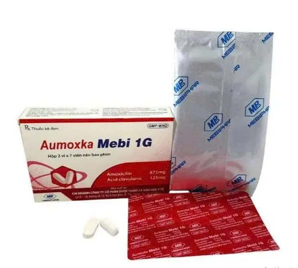 MEBIPHAR - AUMOXKA MEBI 1G - (HỘP 2 VỈ X 7 VIÊN NÉN BAO PHIM)