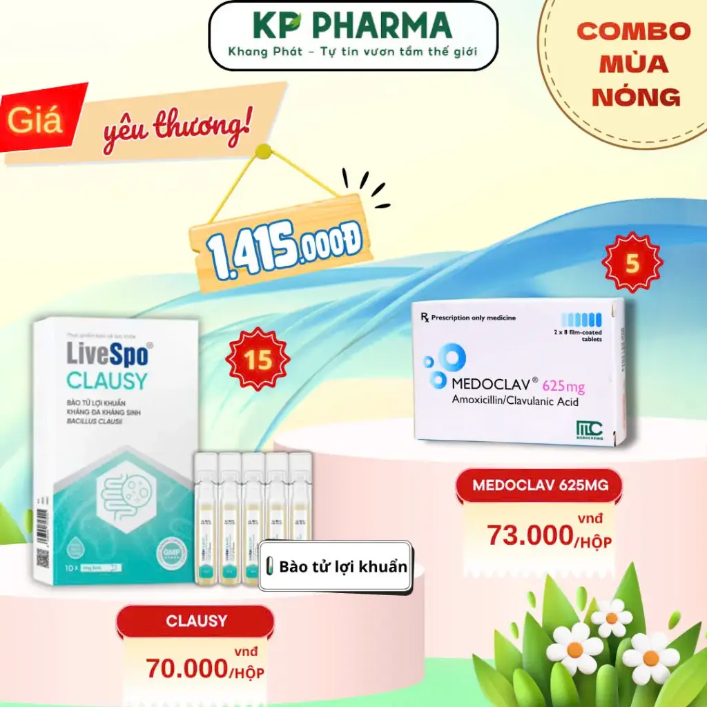 COMBO MÙA NÓNG - 15 HỘP CLAUSY + 5 HỘP MEDOCLAV 625MG 