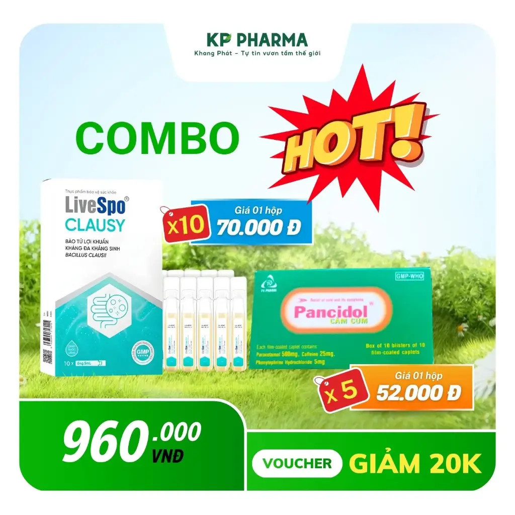 COMBO MÙA NÓNG - 10 HỘP CLAUSY + 05 HỘP PANCIDOL CẢM CÚM