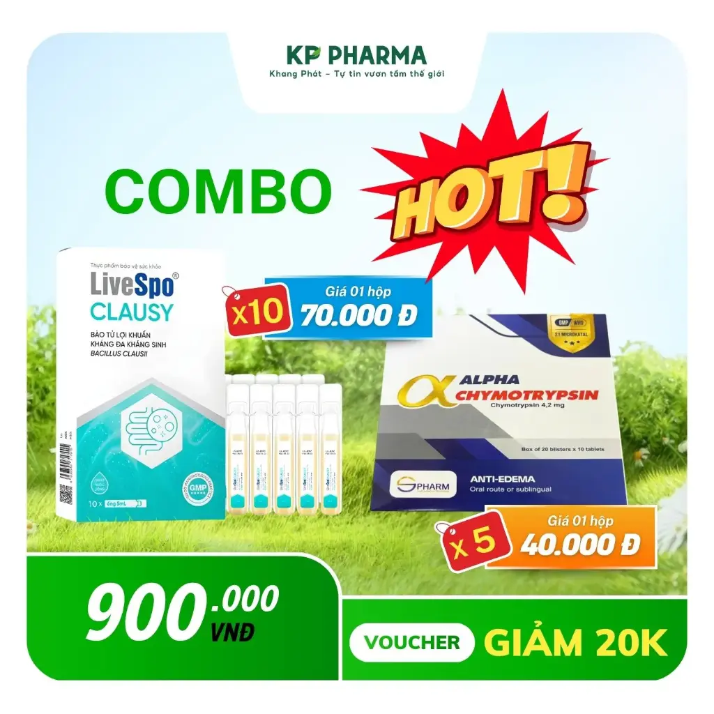 COMBO MÙA NÓNG - 10 HỘP CLAUSY + 05 HỘP ALPHACHYMOTRYPSIN 4.2MG