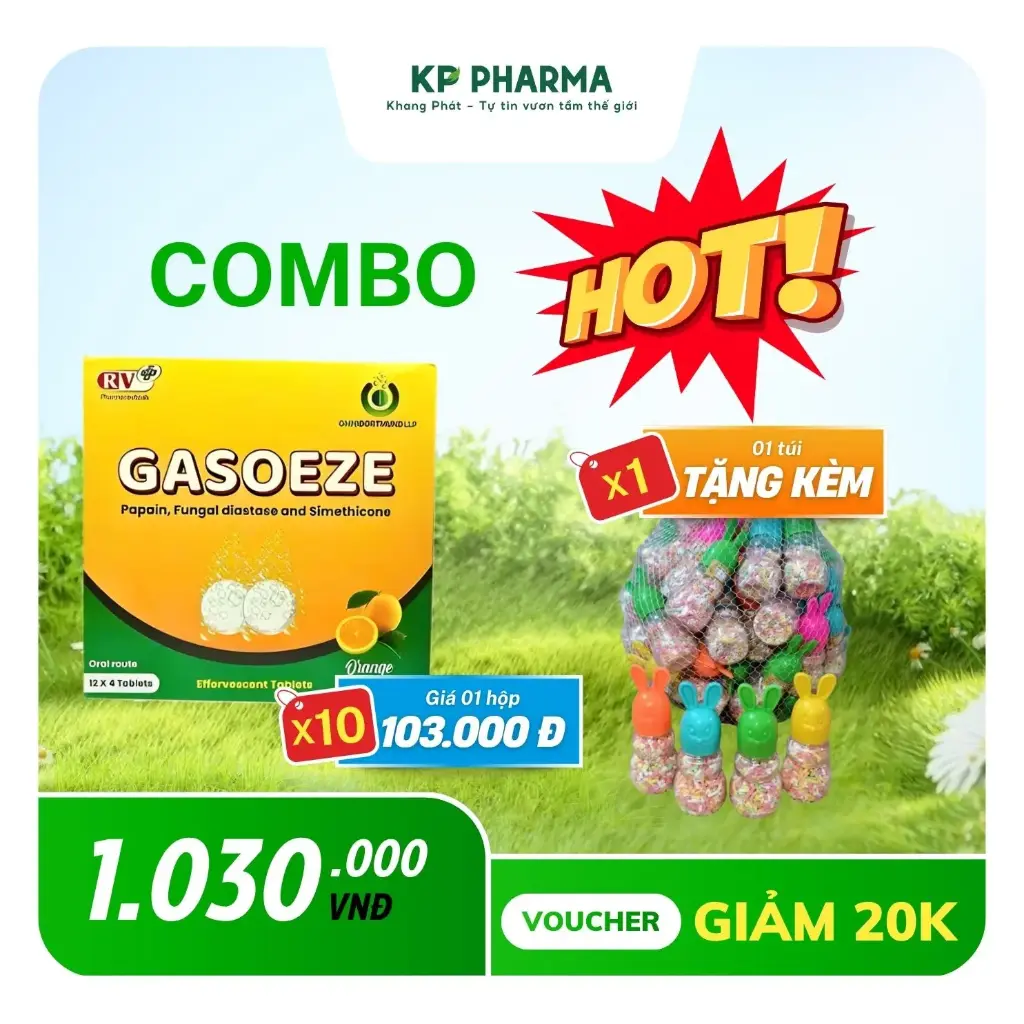 COMBO MÙA NÓNG - 10 HỘP GASOEZE + 01 KẸO CỐM THỎ (TÚI 40 CHAI 20G)