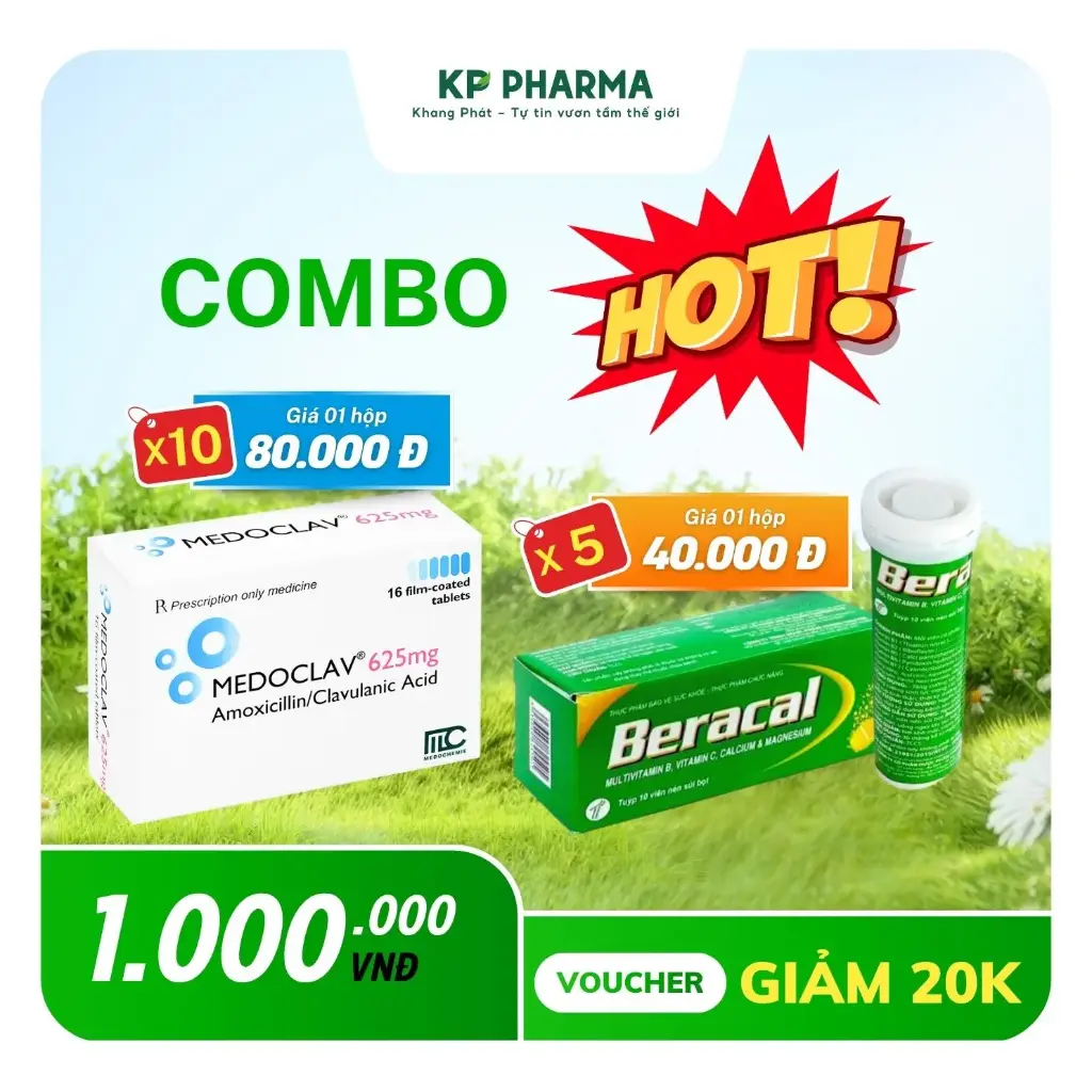 COMBO MÙA NÓNG - 10 HỘP MEDOCLAV 625MG + 05 TUÝP BERACAL