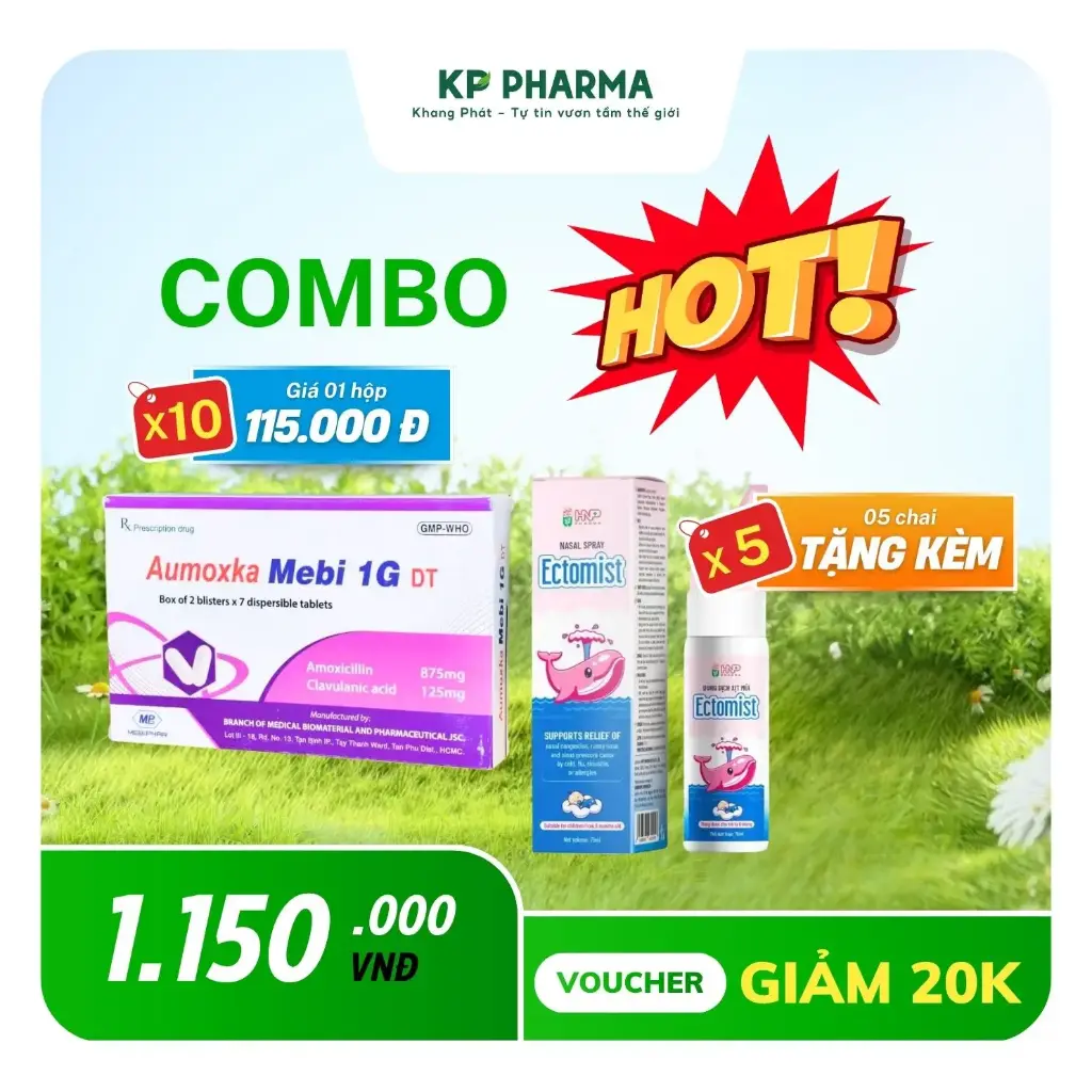 COMBO MÙA NÓNG - 10 HỘP AUMOXKA MEBI 1G DT + 05 CHAI XỊT MŨI ECTOMIST