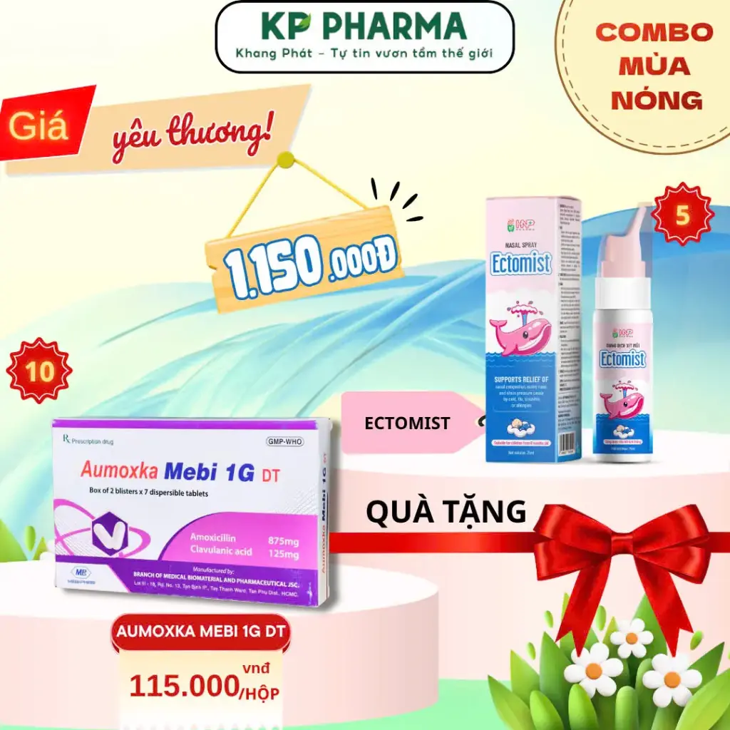 COMBO MÙA NÓNG - 10 HỘP AUMOXKA MEBI 1G DT + 05 CHAI XỊT MŨI ECTOMIST
