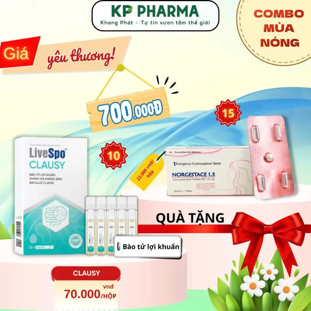 COMBO MÙA NÓNG - 10H CLAUSY (HỘP 10 ỐNG )  + 15H NORGESTACE 1.5
