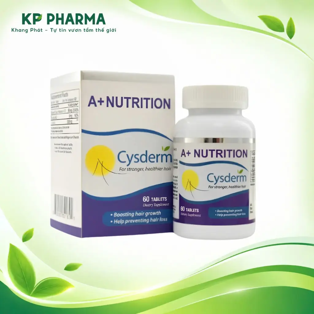 A+ NUTRITION CYSDERM - Viên uống ngăn rụng tóc - (Hộp 1 Lọ x 60 viên)