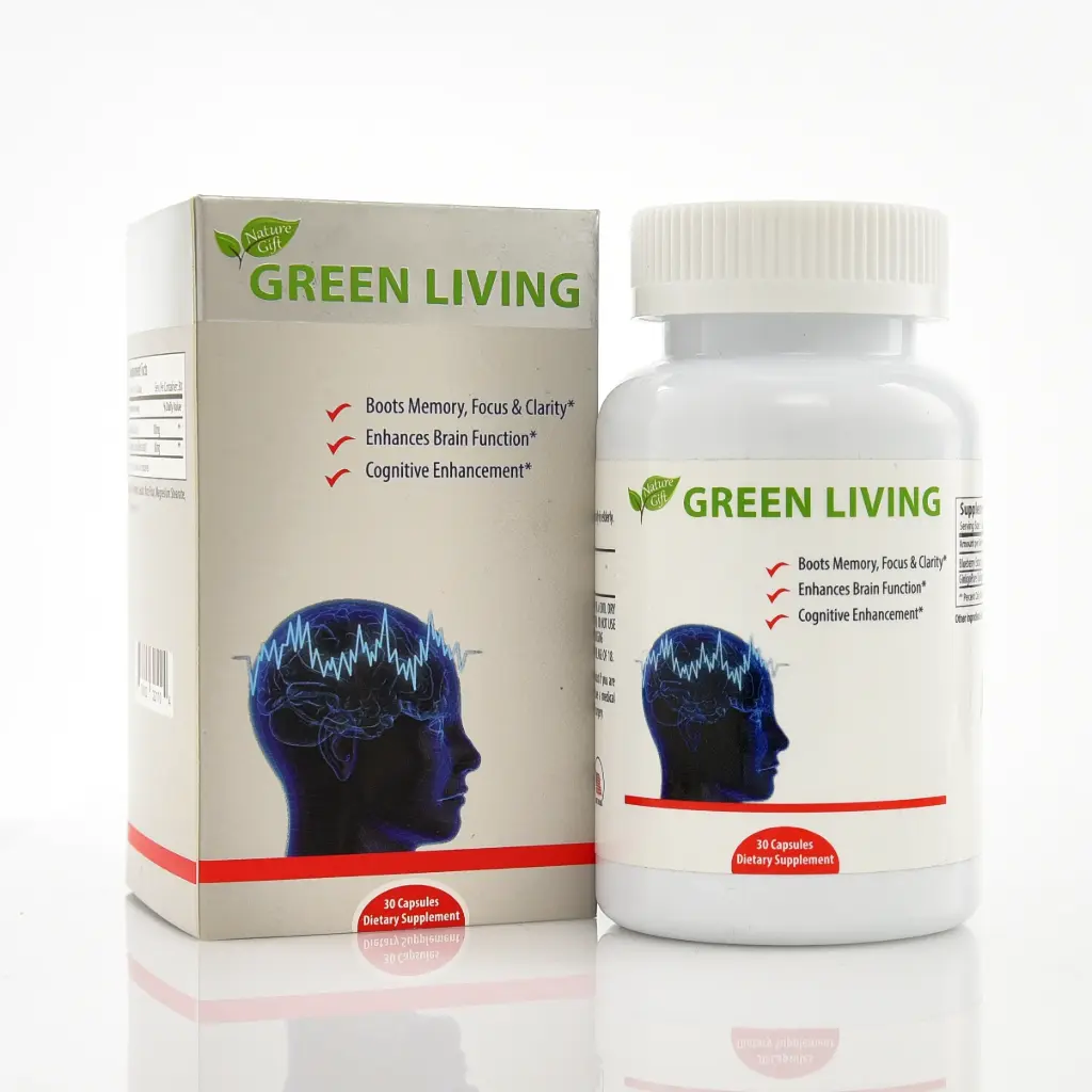 NATURAL GIFT - GREEN LIVING BRAIN - Viên uống tăng tuần hoàn não - (Hộp 1 Lọ x 60 viên)
