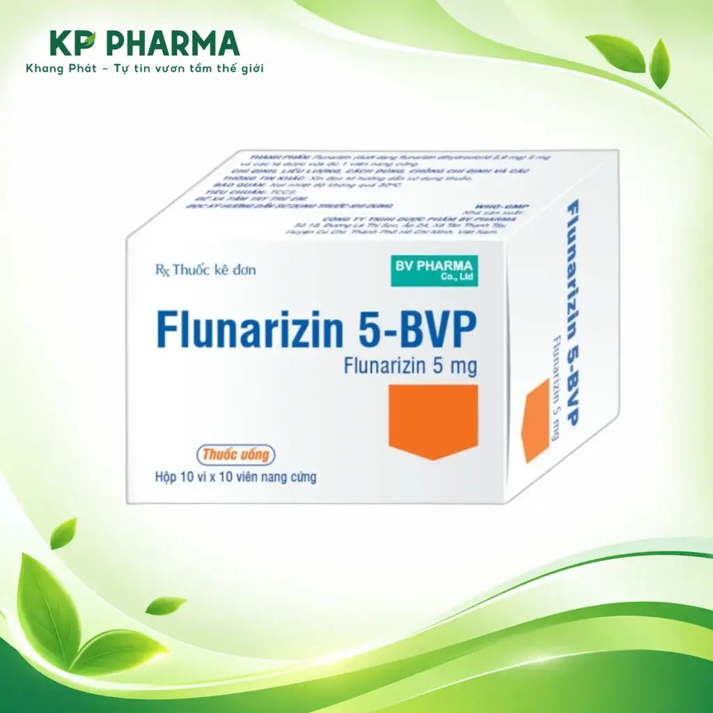 FLUNARIZIN 5MG-BVP (HỘP 10 VỈ X 10 VIÊN) - BV PHARMA