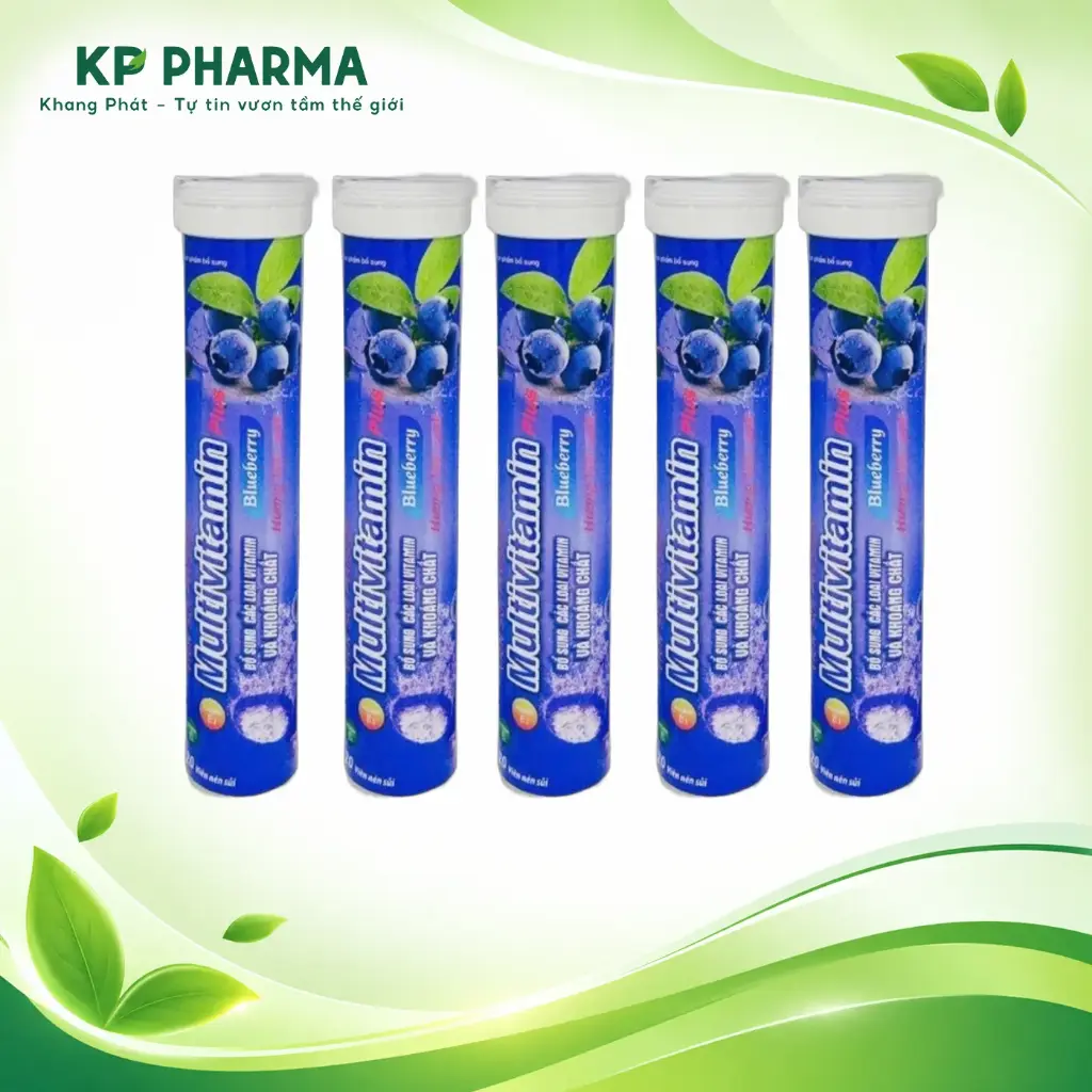 VIÊN SỦI PLUSSZS MULTIVITAMIN PLUS BLUBERRY - VIỆT QUẤT (TUÝP 20 VIÊN)