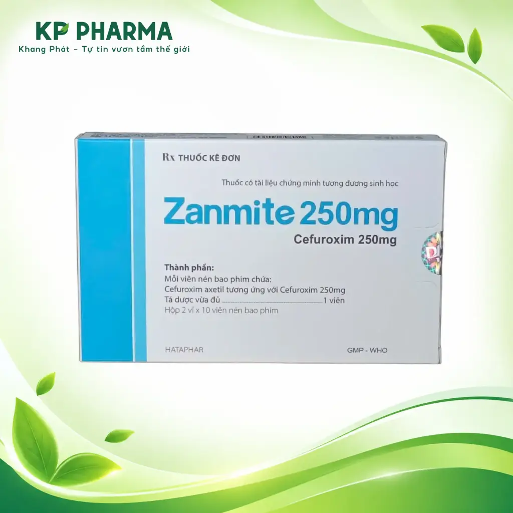 ZANMITE 250MG - CEFUROXIME 250MG (HỘP 2 VỈ X 10 VIÊN) - HATAPHAR