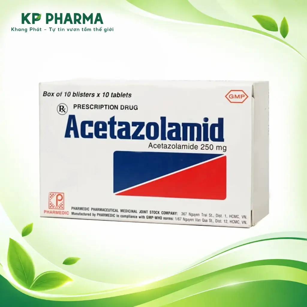 ACETAZOLAMID (HỘP 10 VỈ X 10 VIÊN) - PHARMEDIC
