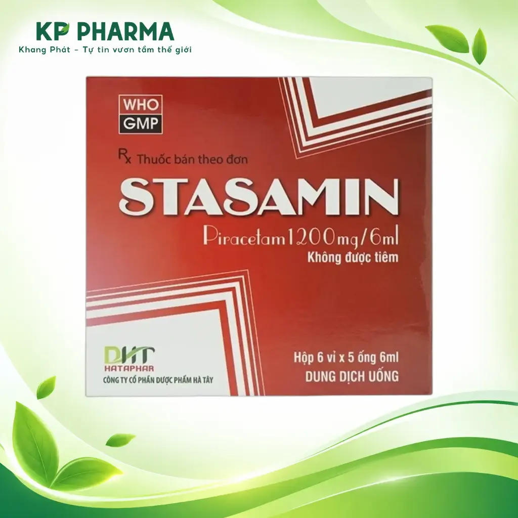 STASAMIN - PIRACETAM 1200MG/6ML (HỘP 6 VỈ X 5 ỐNG X 6ML) - HATAPHAR