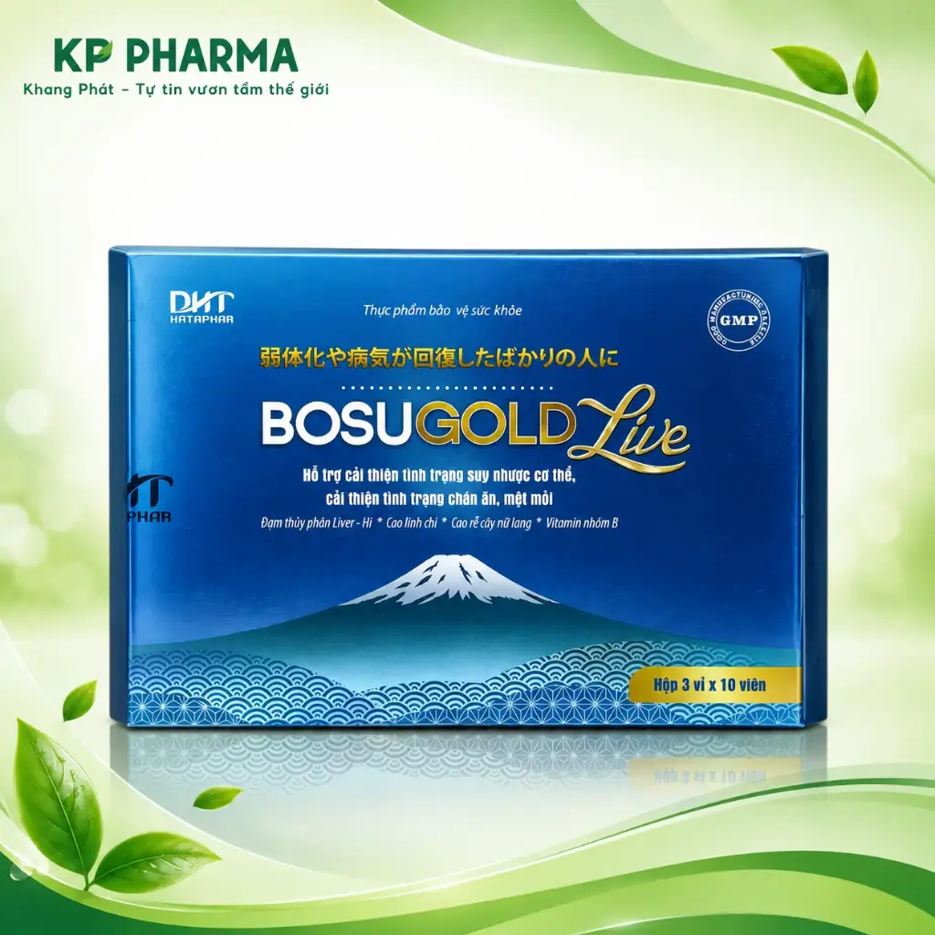 BOSUGOLD LIVE (HỘP 3 VỈ X 10 VIÊN) - HỖ TRỢ TÌNH TRẠNG SUY NHƯỢC CƠ THỂ, CHÁN ĂN, MỆT MỎI - HATAPHAR