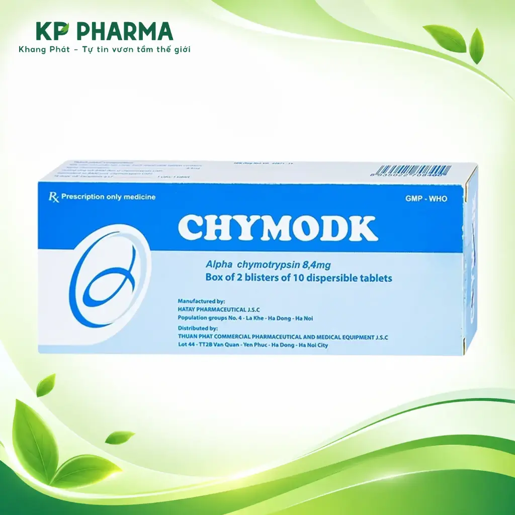 CHYMODK 8,4 - ALPHA CHYMOTRYPSIN 8,4MG (HỘP 2 VỈ X 10 VIÊN) - HATAPHAR