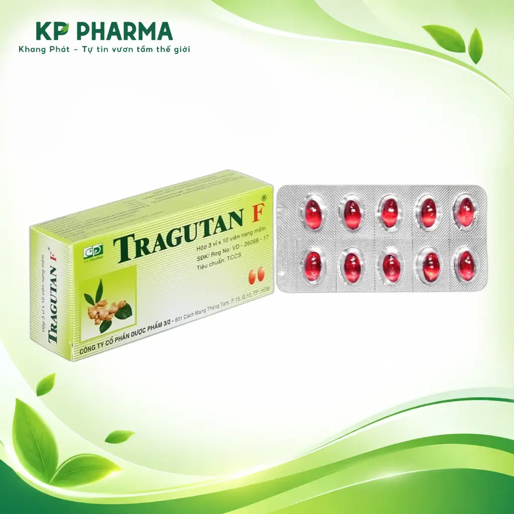 TRAGUTAN F (HỘP 3 VỈ X 10 VIÊN) - TRỊ HO, SÁT KHUẨN HÔ HẤP - DP3/2