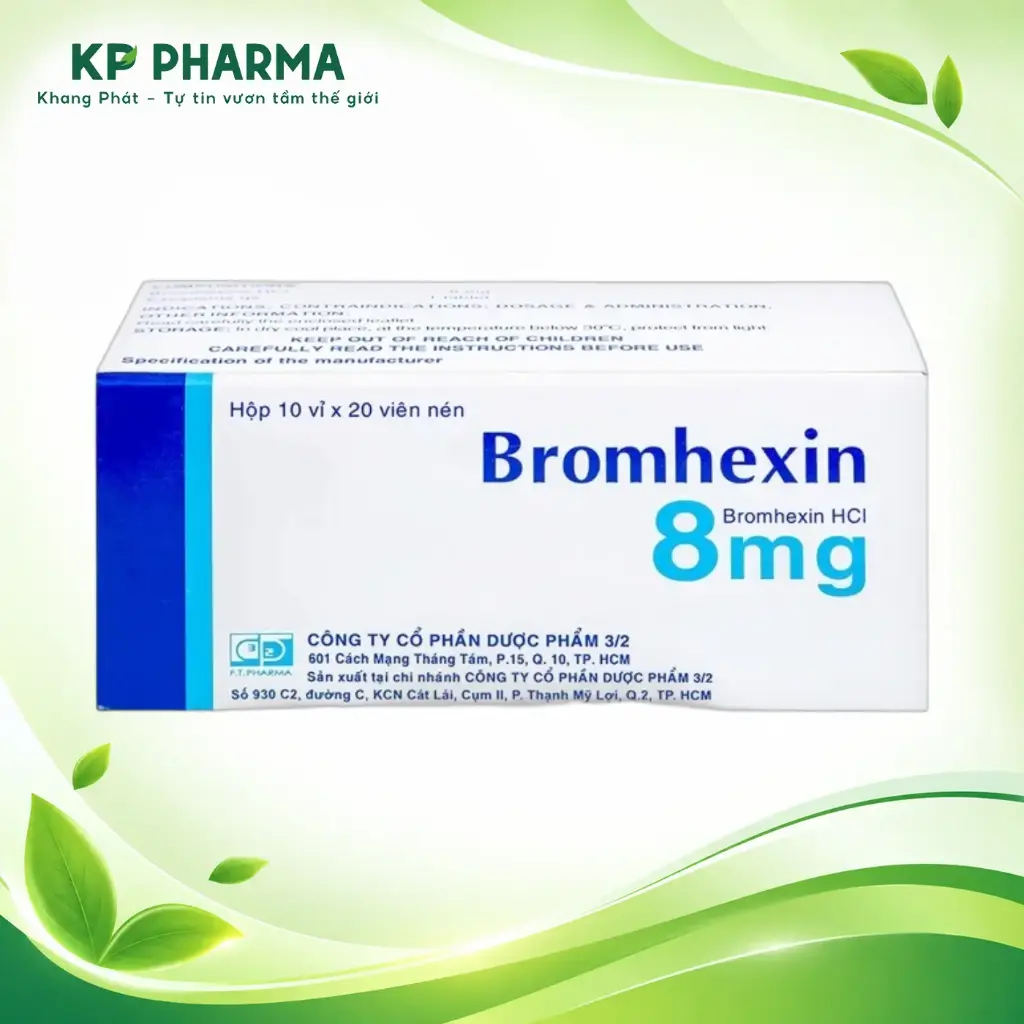 BROMHEXIN HCL 8MG (HỘP 10 VỈ X 20 VIÊN) - DP3/2