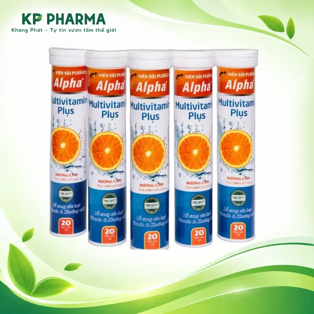 VIÊN SỦI PLUSSZS ALPHA+ MULTIVITAMIN PLUS HƯƠNG CAM  (TUÝP 20 VIÊN) 
