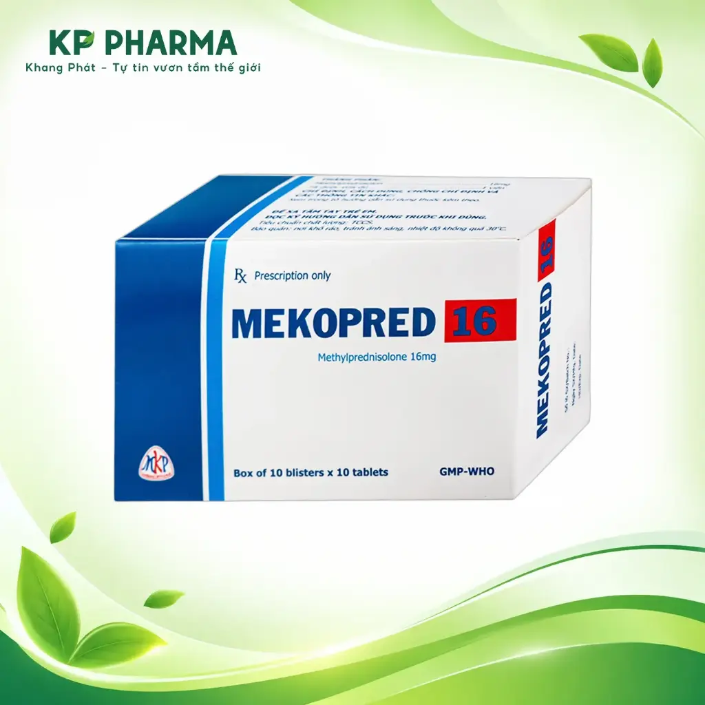 MEKOPRED 16 - METHYLPREDNISOLON 16MG (HỘP 10 VỈ X 10 VIÊN) - MEKOPHAR