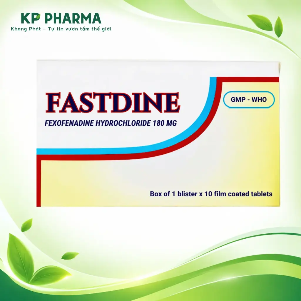 FASTIDINE - FEXOFENADINE HYDROCHLORIDE 180MG (HỘP 1 VỈ X 10 VIÊN) - HATAPHAR