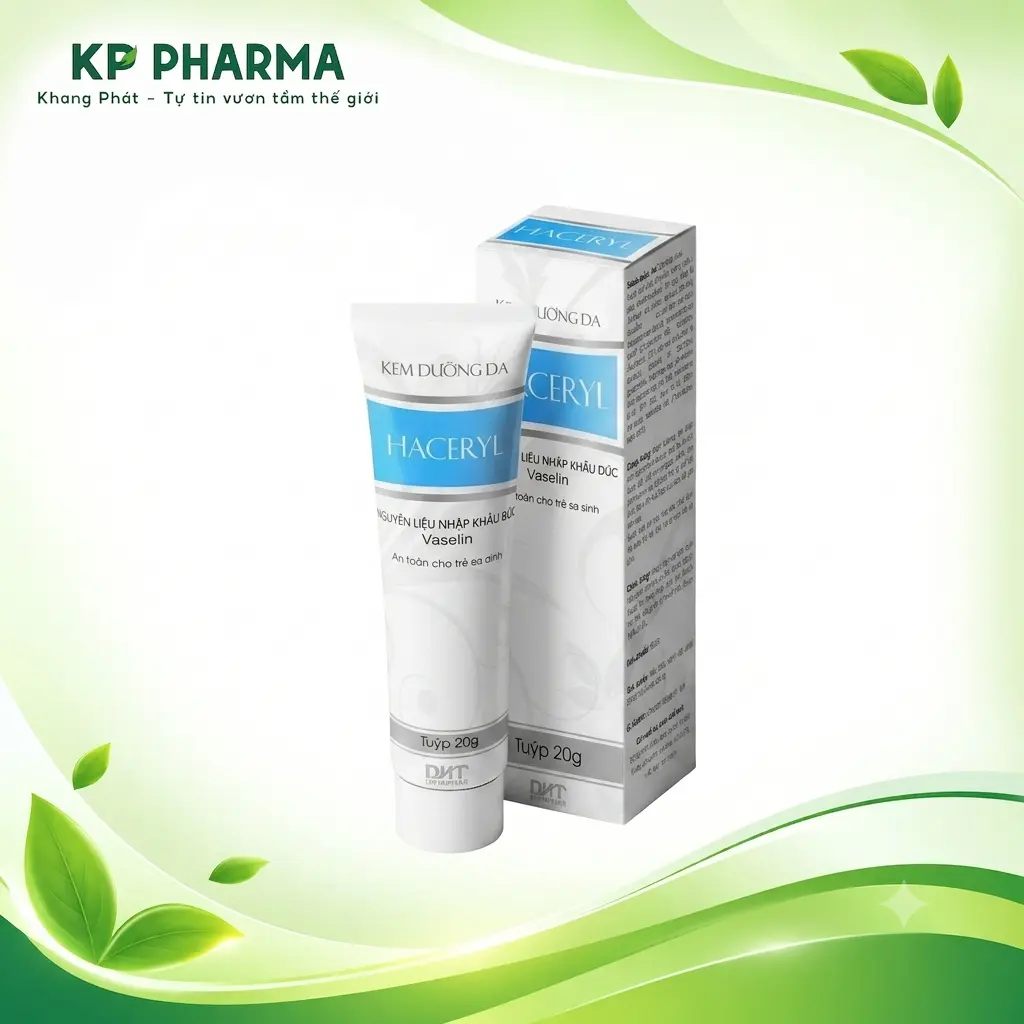 KEM DƯỠNG DA HACERYL (HỘP 1 TUÝP 20G) - DƯỠNG ẨM & LÀM MỀM DÙNG CHO DA VÀ MÔI - HATAPHAR