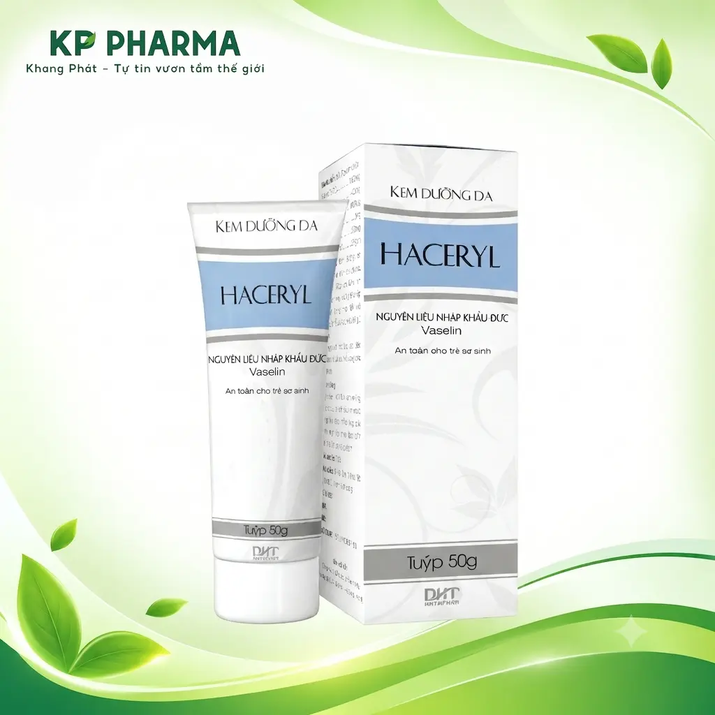 KEM DƯỠNG DA HACERYL (HỘP 1 TUÝP 50G) - KEM DƯỠNG ẨM & LÀM MỀM DÙNG CHO DA VÀ MÔI - HATAPHAR