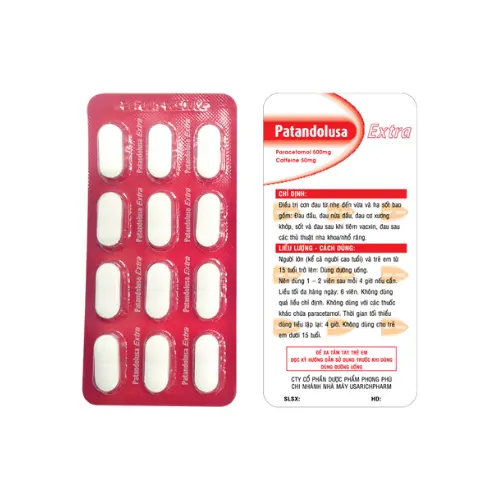 PATANDOLUSA EXTRA 500mg - 50mg DƯỢC PHẨM PHONG PHÚ (Hộp 10 vỉ x 12 viên)
