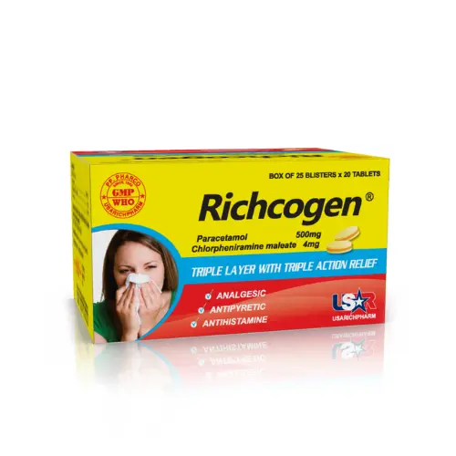RICHCOGEN 500 mg - 4 mg DƯỢC PHẨM PHONG PHÚ (Hộp 25 vỉ x 20 viên)