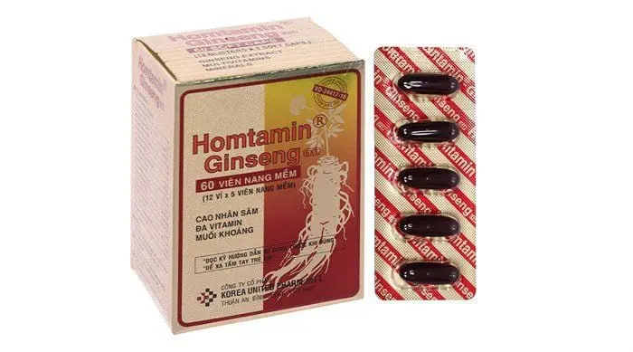 HOM USAR GINSENG 20mg - 10mg - 5mg - 2mg - 2mg - 1mg 1mg - 50IU - 1.5mcg DƯỢC PHẨM PHONG PHÚ (Hộp 12 vỉ x 05 viên)