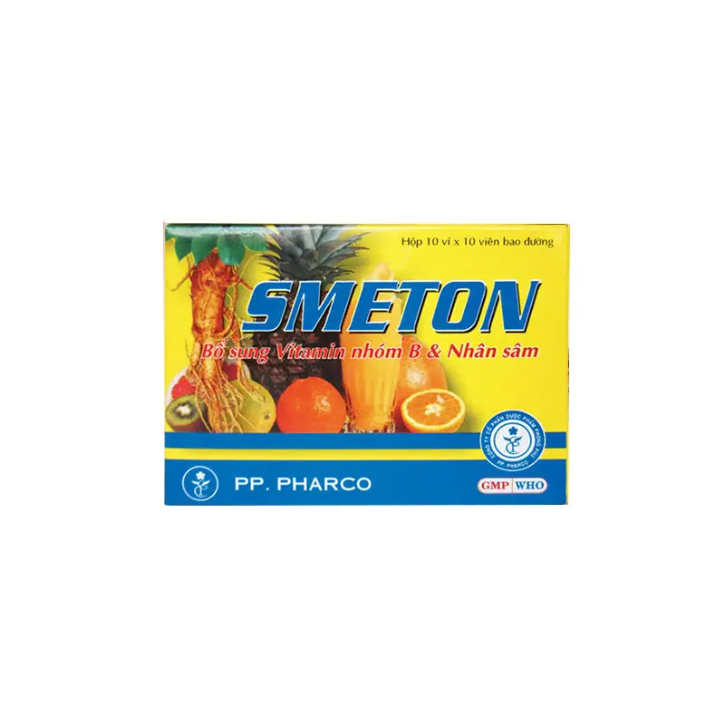 SMETON-MULTIVITAMIN 5mg - 2mg - 2mg - 10mg DƯỢC PHẨM PHONG PHÚ (Hộp 10 vỉ x 10 viên)