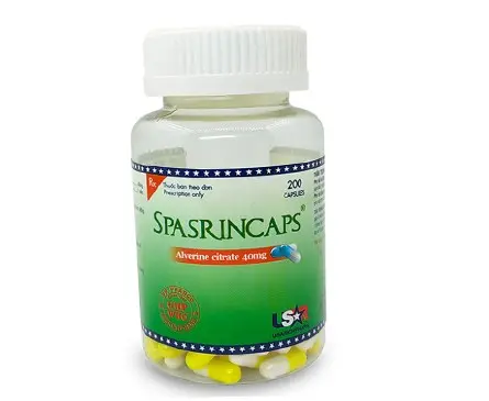 SPASRINCAPS (Vàng-trắng) Alverin citrat 40mg DƯỢC PHẨM PHONG PHÚ (Hộp 03 vỉ x 10 viên)