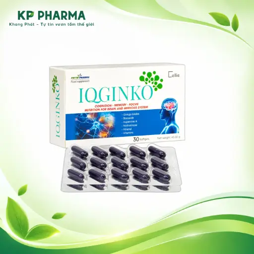 [PT0006] IQGINKO - VIÊN UỐNG HỖ TRỢ TUẦN HOÀN NÃO BULGARIA (HỘP 30 VIÊN) - PHYTEX PHARMA
