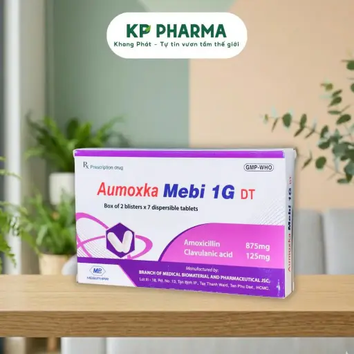 [MBP02] MEBIPHAR - AUMOXKA MEBI 1G DT (HỘP 2 VỈ X 7 VIÊN NÉN PHÂN TÁN)