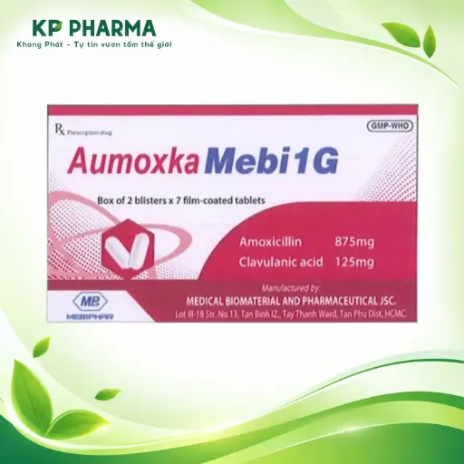 [TC0002] AUMOXKA MEBI 1G - AMOXICILLIN 875MG + ACID CLAVULANIC 125MG (HỘP 2 VỈ X 7 VIÊN) - MEBIPHAR