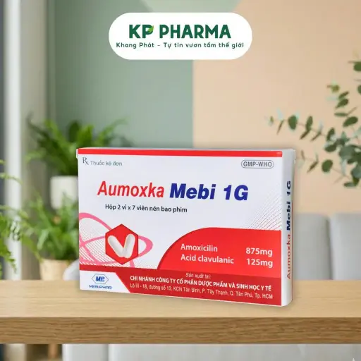 [TC0002] MEBIPHAR - AUMOXKA MEBI 1G - (HỘP 2 VỈ X 7 VIÊN NÉN BAO PHIM)