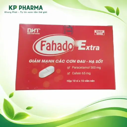 [HTP0002] FAHADO EXTRA - PARACETAMOL 500MG + CAFEIN 65MG  (HỘP 10 VỈ X 10 VIÊN) - HATAPHAR