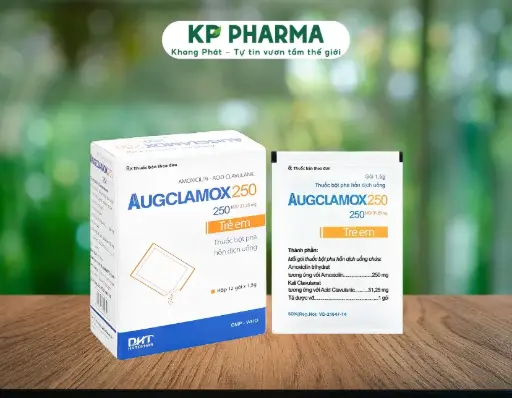 [HTP0007] AUGCLAMOX 250MG/31.25MG - TRẺ EM - (HỘP 1 TÚI X 12 GÓI X 1,5G) - HATAPHAR