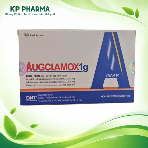 [HTP0009] AUGCLAMOX 1G - AMOXICILLIN 875MG + ACID CLAVULANIC 125MG (HỘP 2 VỈ X 5 VIÊN) - HATAPHAR