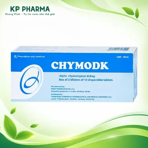 [HTP0013] CHYMODK 8,4 - ALPHA CHYMOTRYPSIN 8,4MG (HỘP 2 VỈ X 10 VIÊN) - HATAPHAR